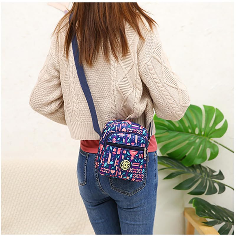 New Nylon Floral Multi-Pocket One Strap Shoulder Crossbody Purse Bags for Women Travel3