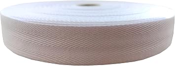 1 Inch Cotton Twill Tape 20 Yards Herringbone Tape for Sewing Crafts White, 1 Inch, 282502