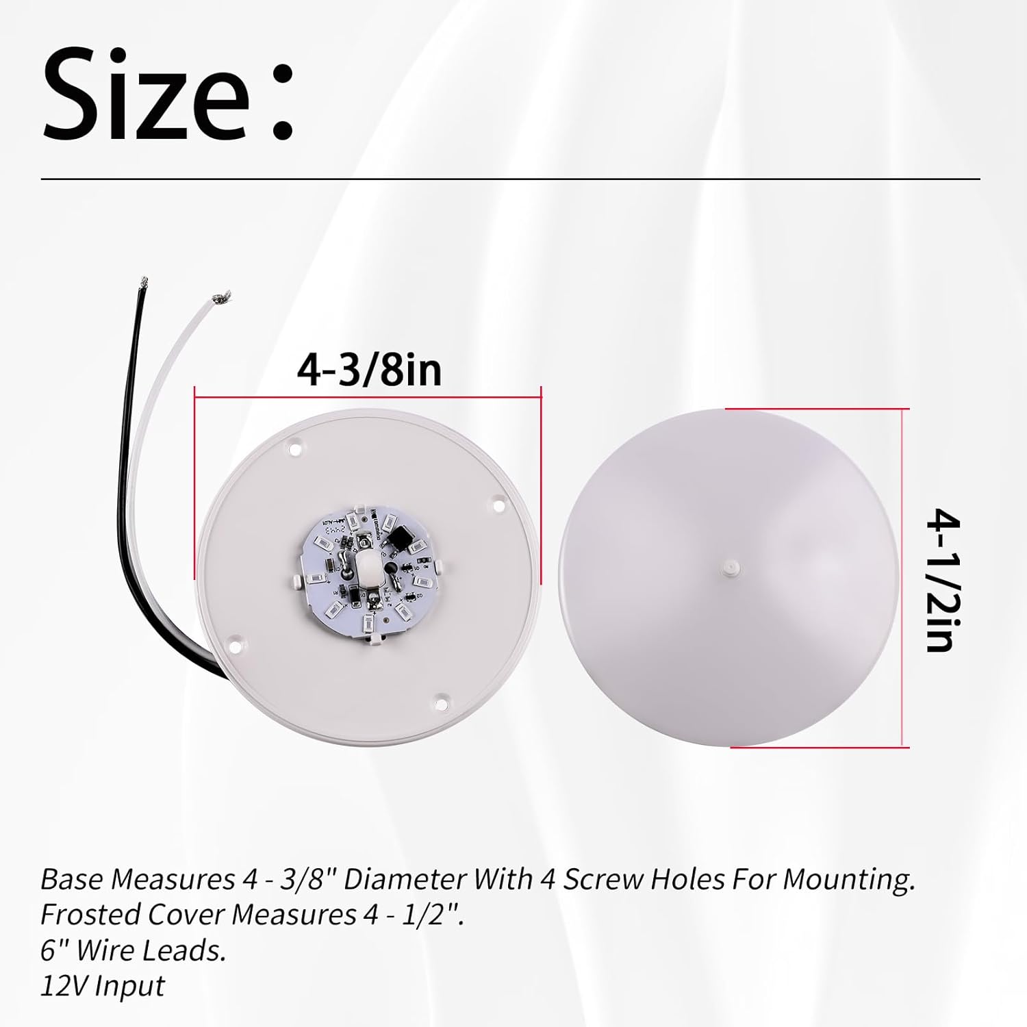 5Pcs 001-1051 LED RV Dome Light With Switch(4.5" Diameter 12V) Compatible With Camping Vehicles RVs And Trailers, Light Color: Warm Yellow (5)