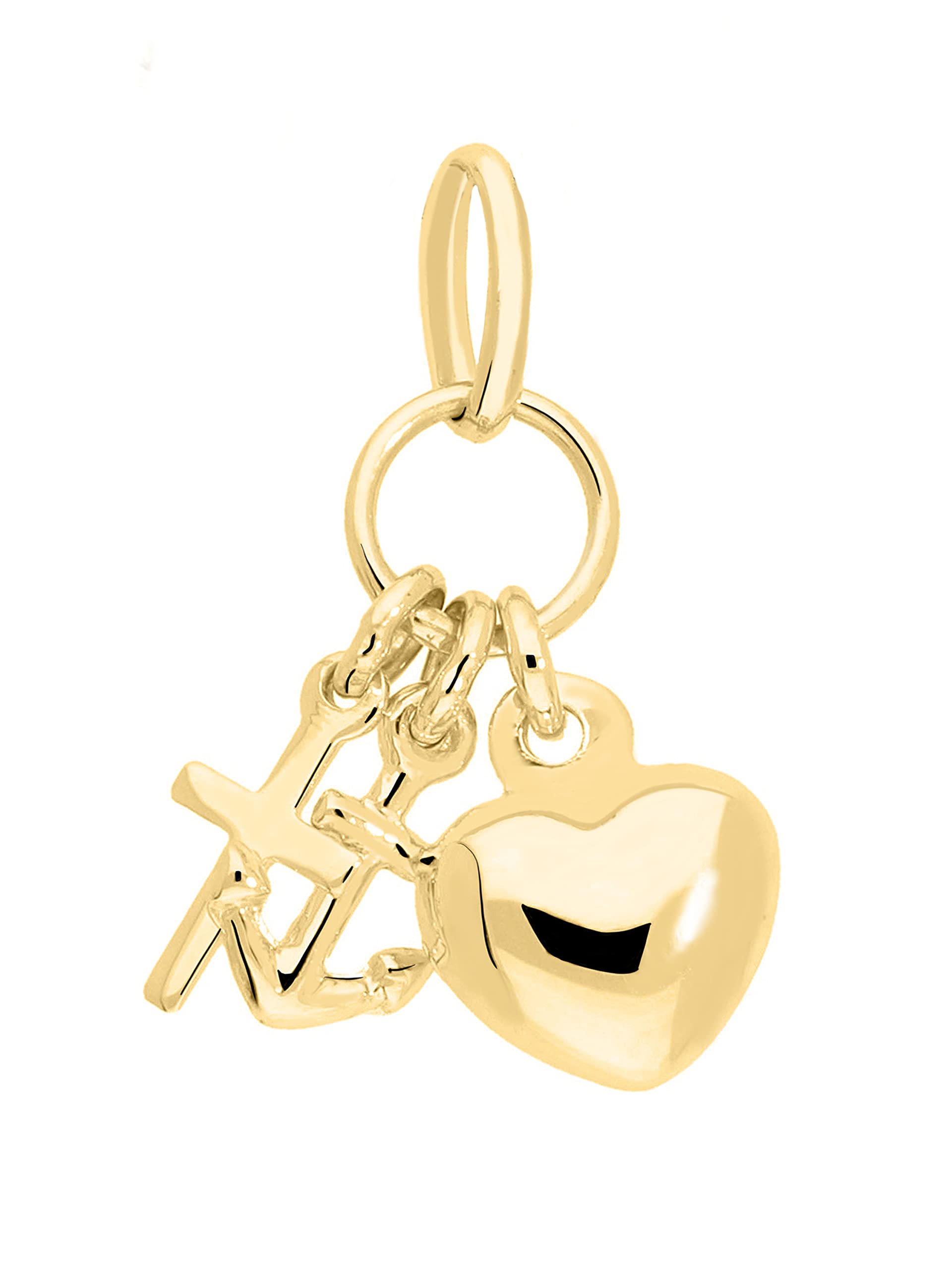 My Gold Pendentif Faith Love Hope (Sans Chaîne) Or Jaune Véritable Or 333 (8 Carats) 13mm x 5mm Coeur Ancre Croix Favori V0003666