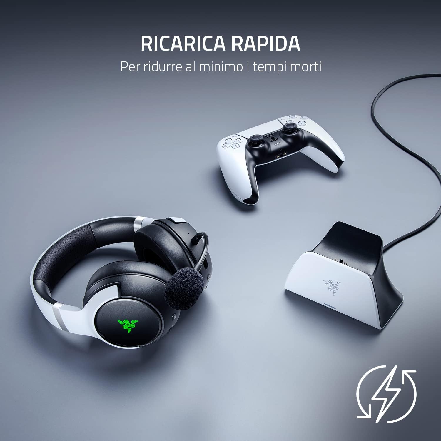 Razer Base di Ricarica Rapida Universale per PS5 - Caricabatterie Rapido per controller PS5 (Ricarica Rapida - Controller - Immagine 1
