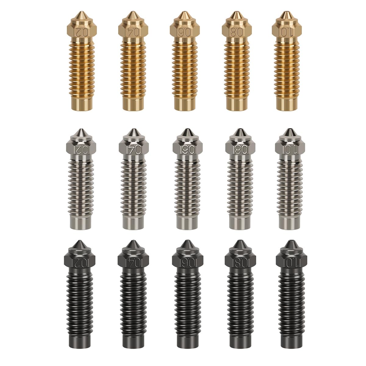 15PCS 3D Printer Nozzle for Elegoo Neptune 4 Plus Nozzle Elegoo Neptune 4 Max Nozzles Brass Copper Plated Hardened Steel Nozzle 0.2 0.4 0.6 0.8 1.0mm