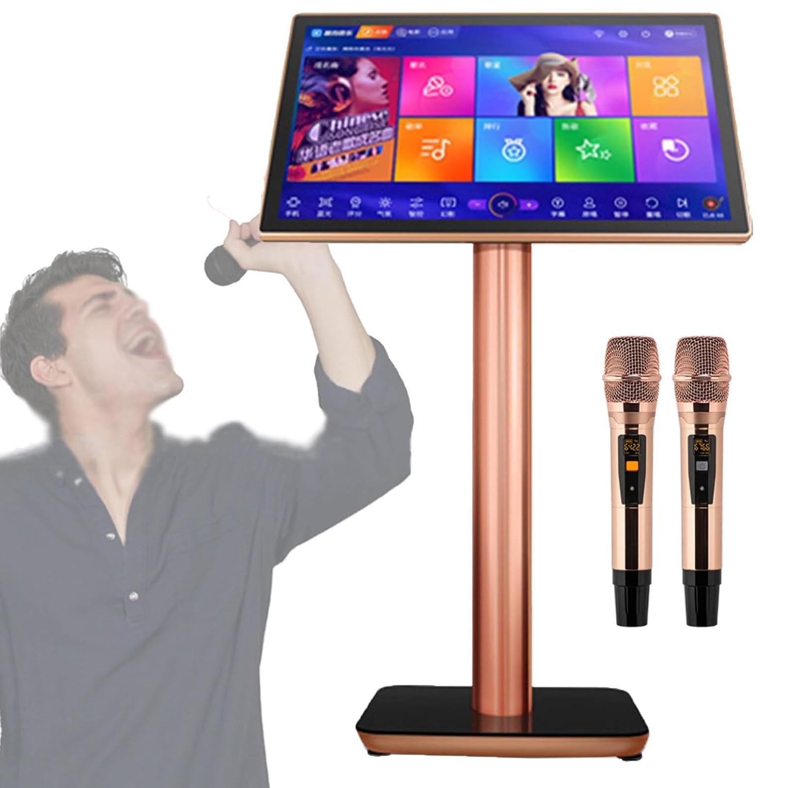 Karaoké Professionnel, Lecteur karaoké avec Microphone sans Fil, écran Tactile capacitif de 22 Pouces avec Affichage des Paroles, Noir - 3 to