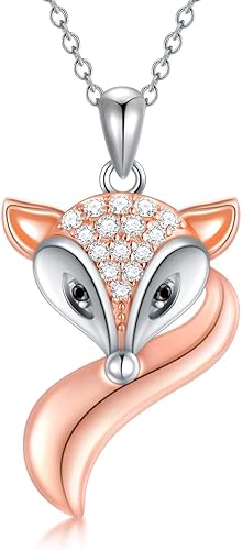 LONAGO Mother and Child Fox Necklace Sterling Silver, Foxes Heart Necklace Gift for Mother Grandmother Mom Daughter Women