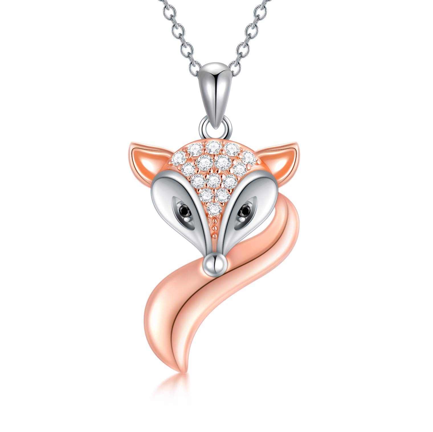 LONAGOFox Necklace Foxes Heart Pendant Necklace Gift for Women