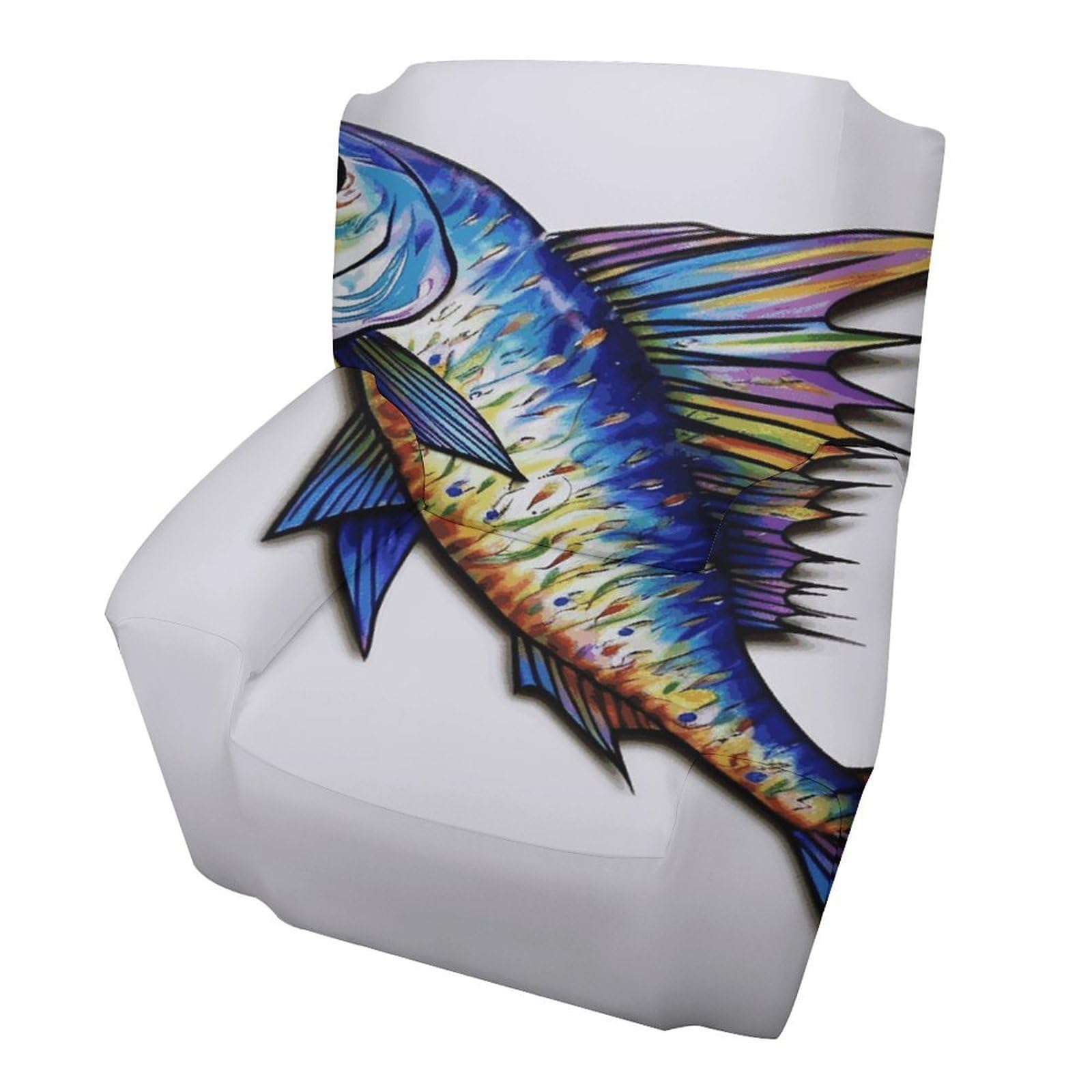 Fodpand Style Fish Art Sofa Cover Soft 1 Seater Sofa Slipcover For Pets Washable,Couch Cover With Elastic Straps Furniture Protector
