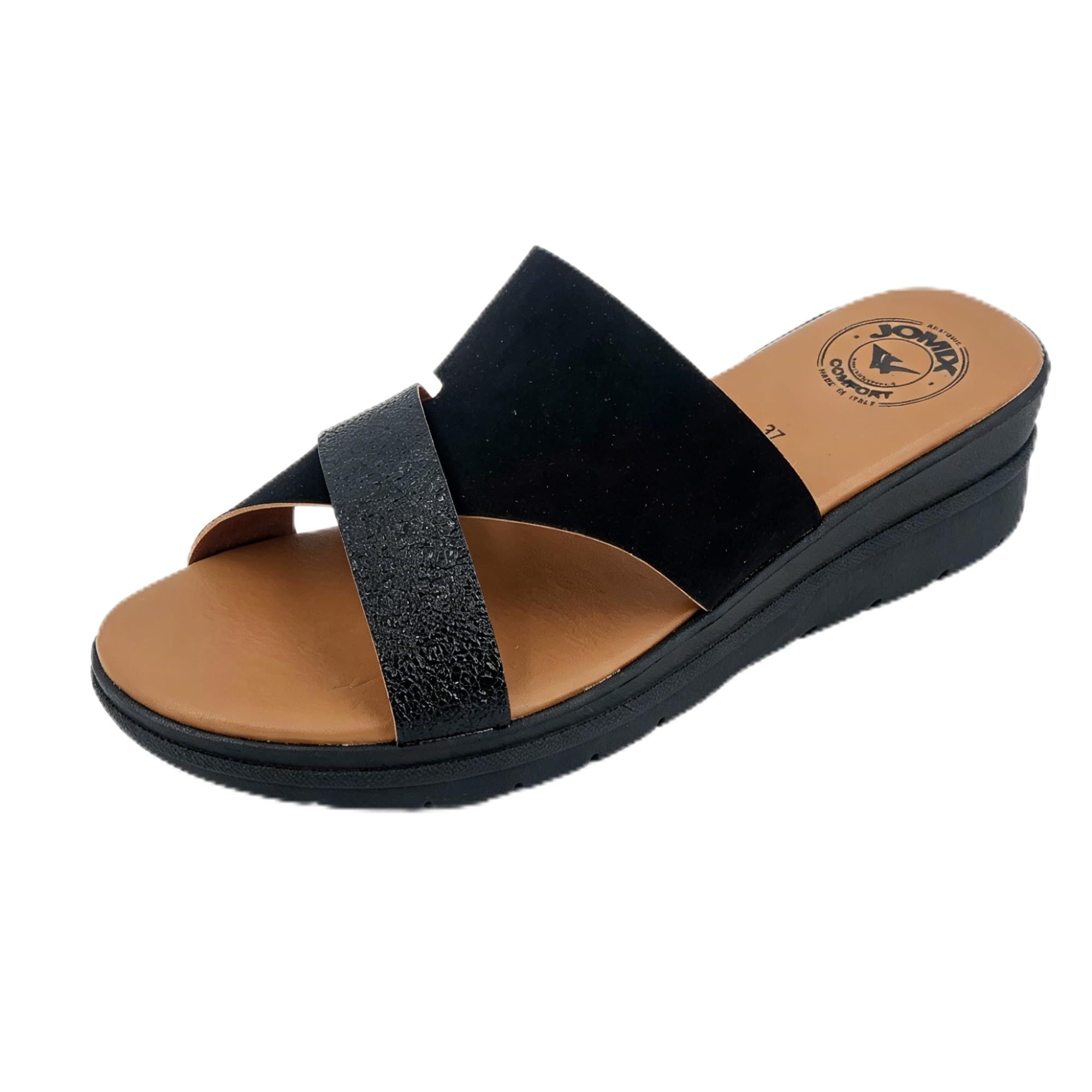 JOMIX Ciabatte Donna Estive con Zeppa a Fasce Incrociate,Eleganti Sandali Leggeri con Plantare Ammortizzato,Suola Antiscivolo Traspiranti per Casa Mare Spiaggia e Tempo Libero,Made in Italy