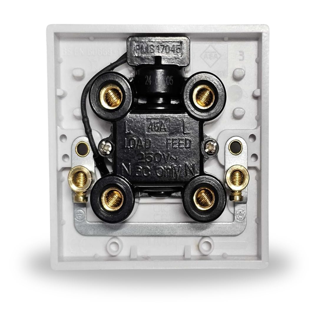 Mr.Gadget's Solutions 45 Amp Electric Shower Ceiling Switch with Pull Cord, Double Pole Isolator with Neon Indicator White - Image 4