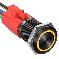 Vista 11 de APIELE - Interruptor de botón de encendido de pestillo de 16mm, 12 V CC, carcasa negra con cabeza de ojo de ángel LED para orificio de montaje