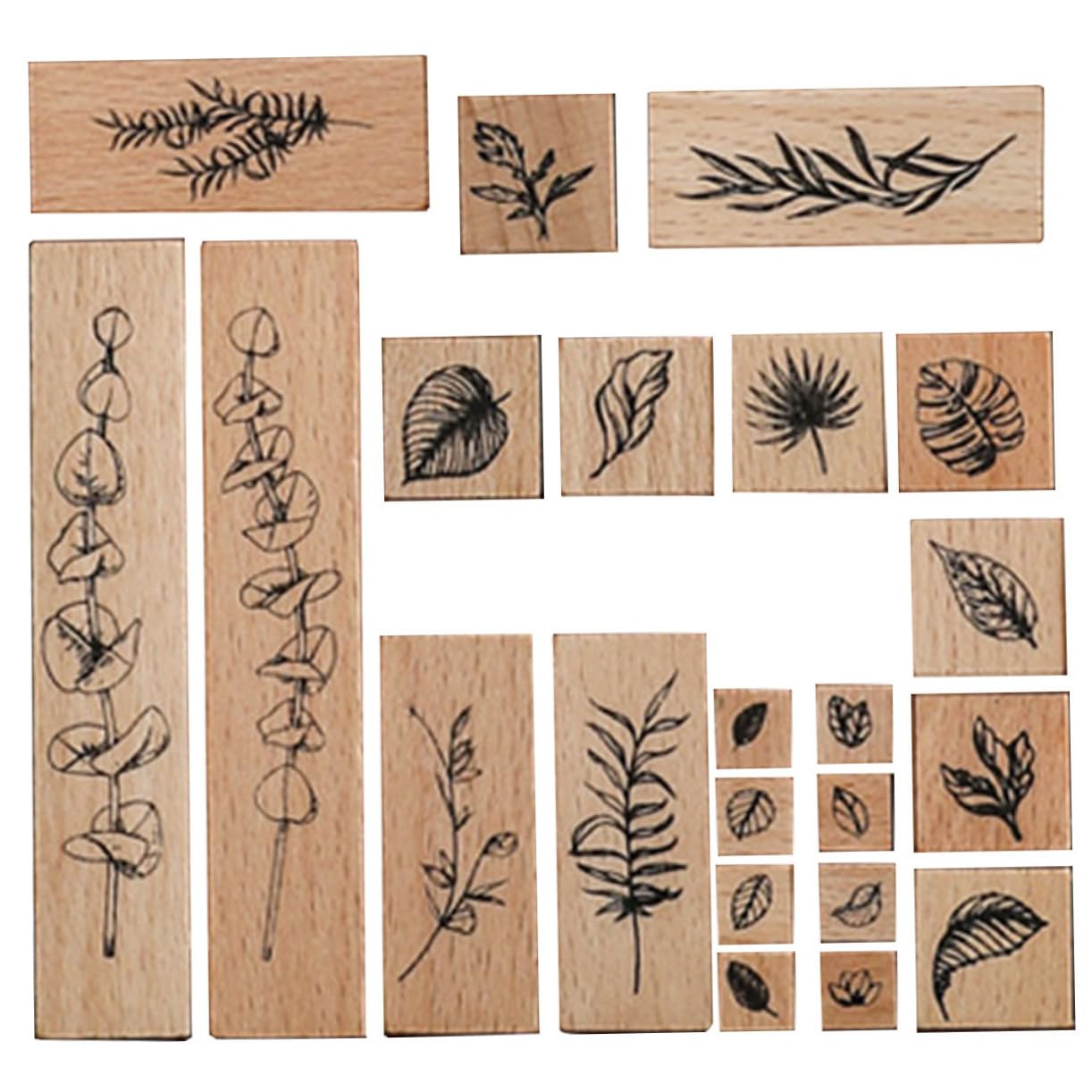 HOMSFOU 4 Sätze Pflanzensiegelsatz Mini Journaling-Zubehör benutzerdefinierte Briefmarken Stempeln für Scrapbooking -Briefmarken kleine Holzstempel Holzstempelset hölzern