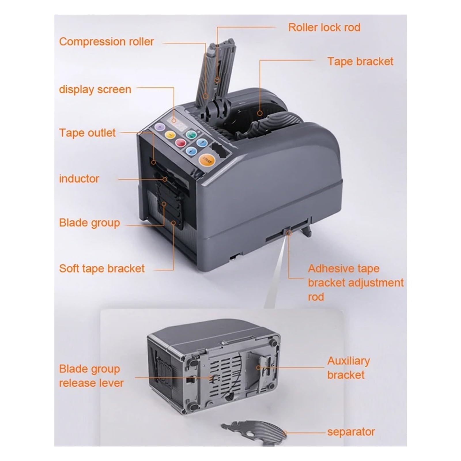 Dispenser Automatico Di Nastro Adesivo Larghezza 6-60 Mm | Macchina imballatrice for taglierina a nastro bifacciale intelligente, lunghezza 5 mm-999 mm