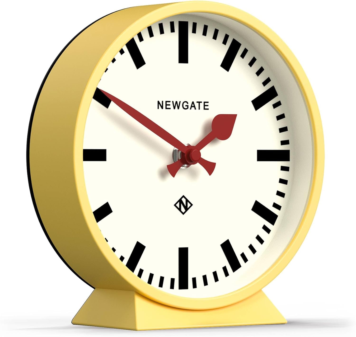 NEWGATE® M Mantel Railway Desk Clock | Modern Round Station Clock Design | Yellow | Contemporary Style for Desk, Table, Shelf or Bedside