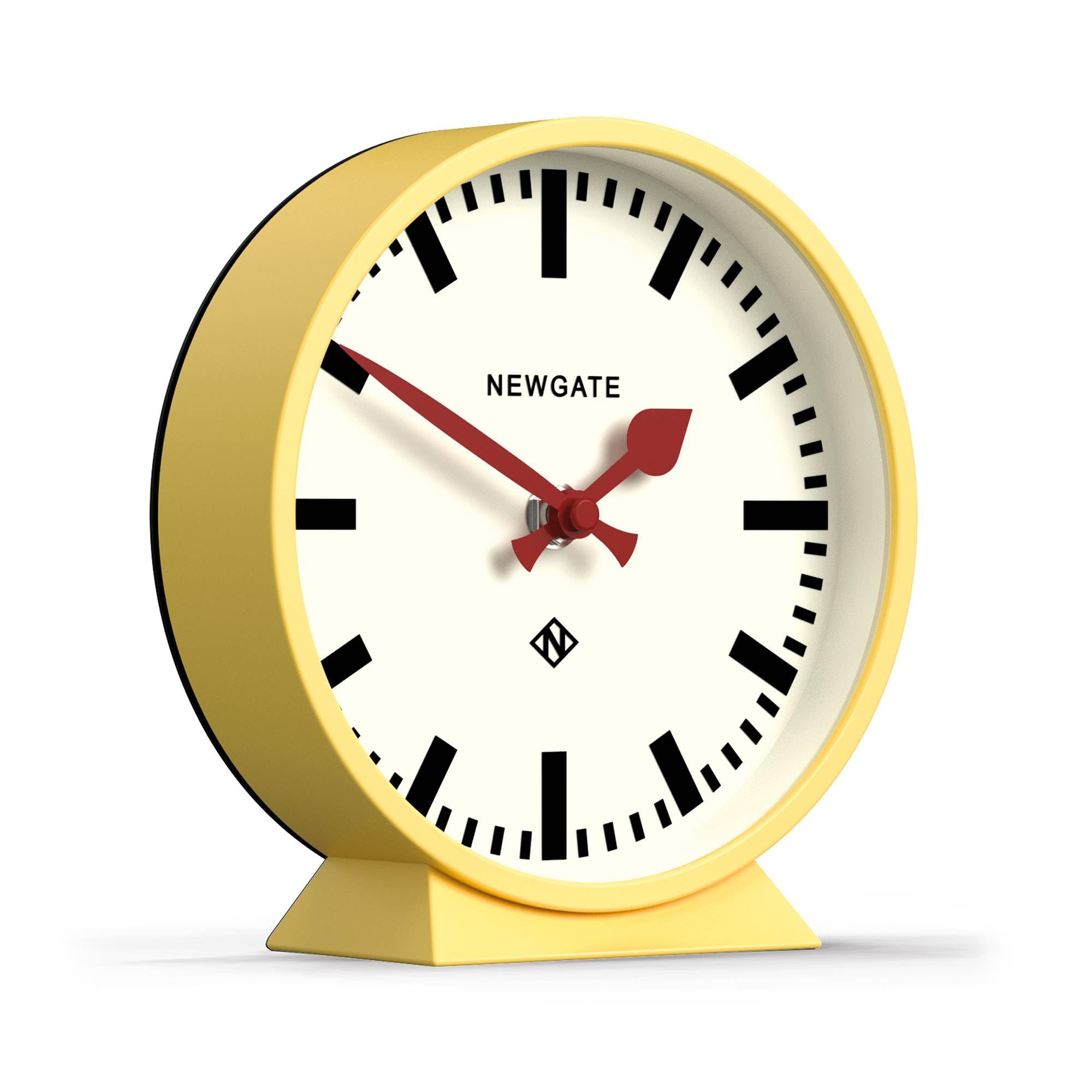 Newgate® M Orologio da scrivania Mantel Railway | Progettazione moderna dell'orologio rotondo della stazione | Giallo | Stile contemporaneo per scrivania, tavolo, mensola o comodino