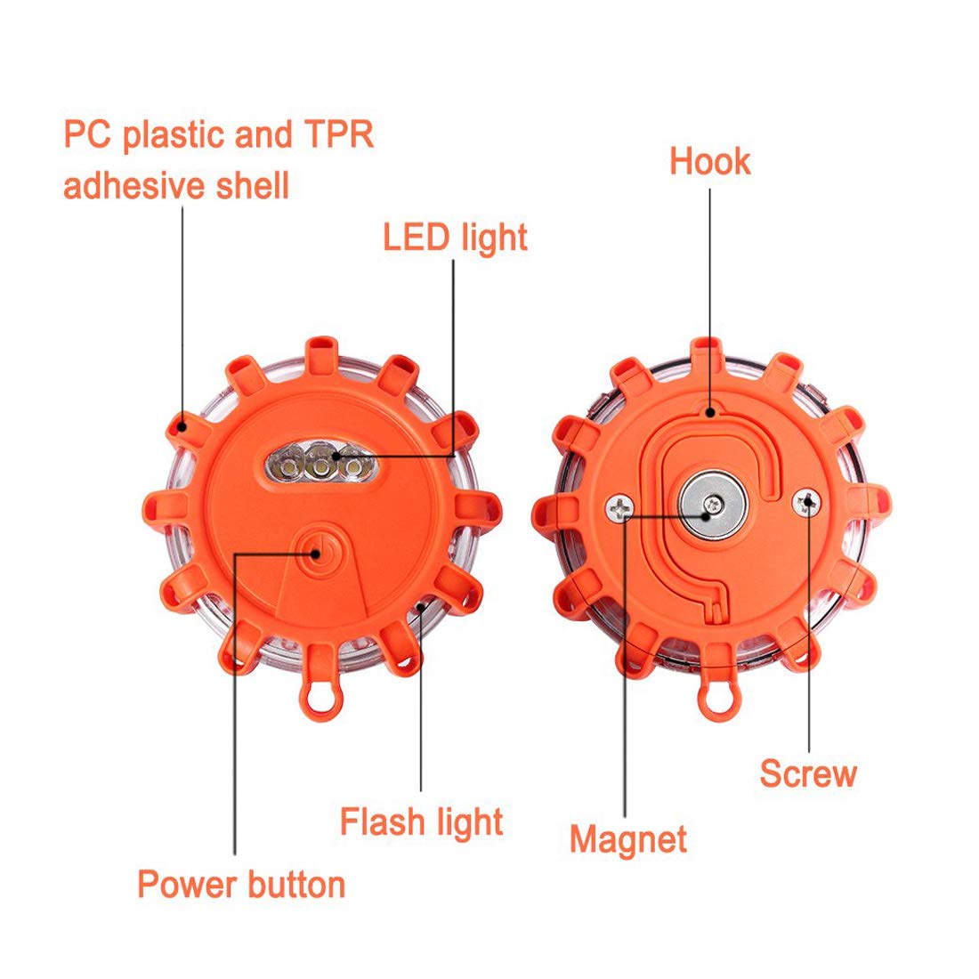 ZivaTech 3 Pack LED Road Flares Flashing Warning Light Roadside Flare Emergency Disc Beacon, Magnetic Base for Car or Marine Boat