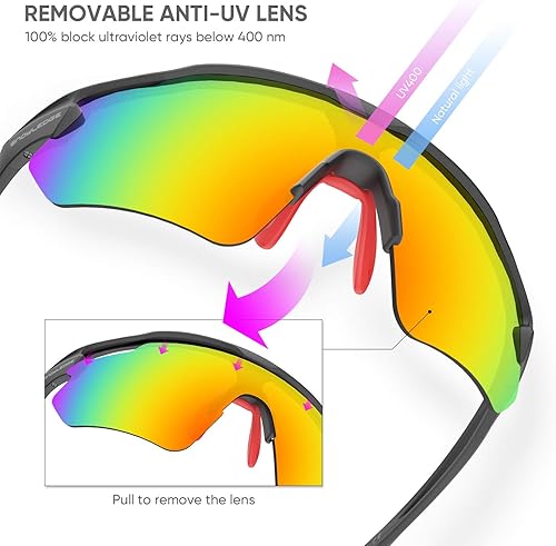 Miniatura 8 de Lentes de sol polarizados para ciclismo con 5 micas UV400 con armazón TR90