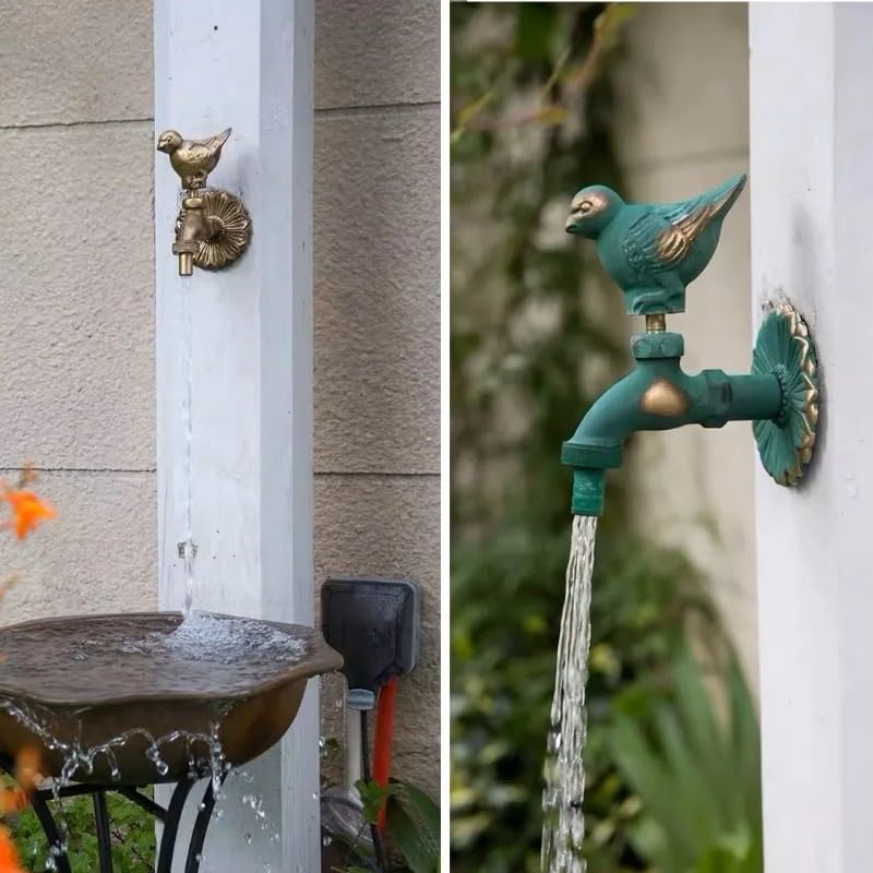 Rubinetto da Giardino per Esterni in Ottone Massiccio Antico - Maniglia per Animali (Martin Pescatore Verde), Rubinetto Esterno Decorativo G1/2 (Cane in Ottone)