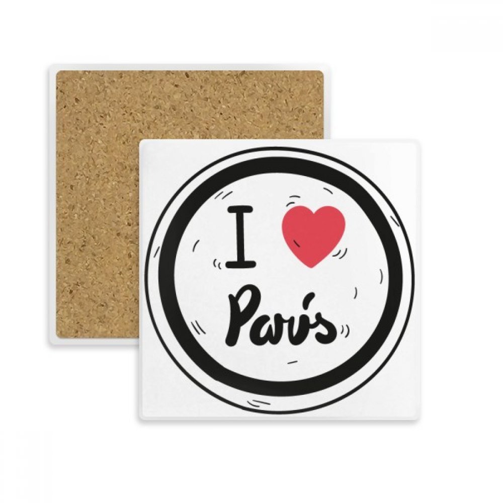 Coaster carré I Love Paris motif tasse porte-pierre absorbant