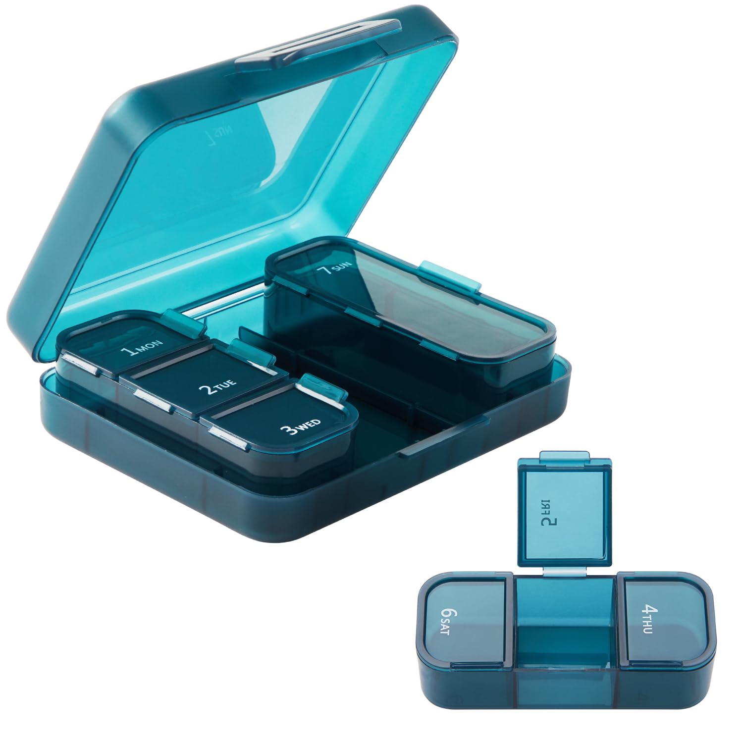 Urekt Weekly Medicine Pill Organizer, Portable Pill Box 7 Day, Dual Protection Travel Pill Case Pill Container for Vitamin Medication Fish Oil Supplement