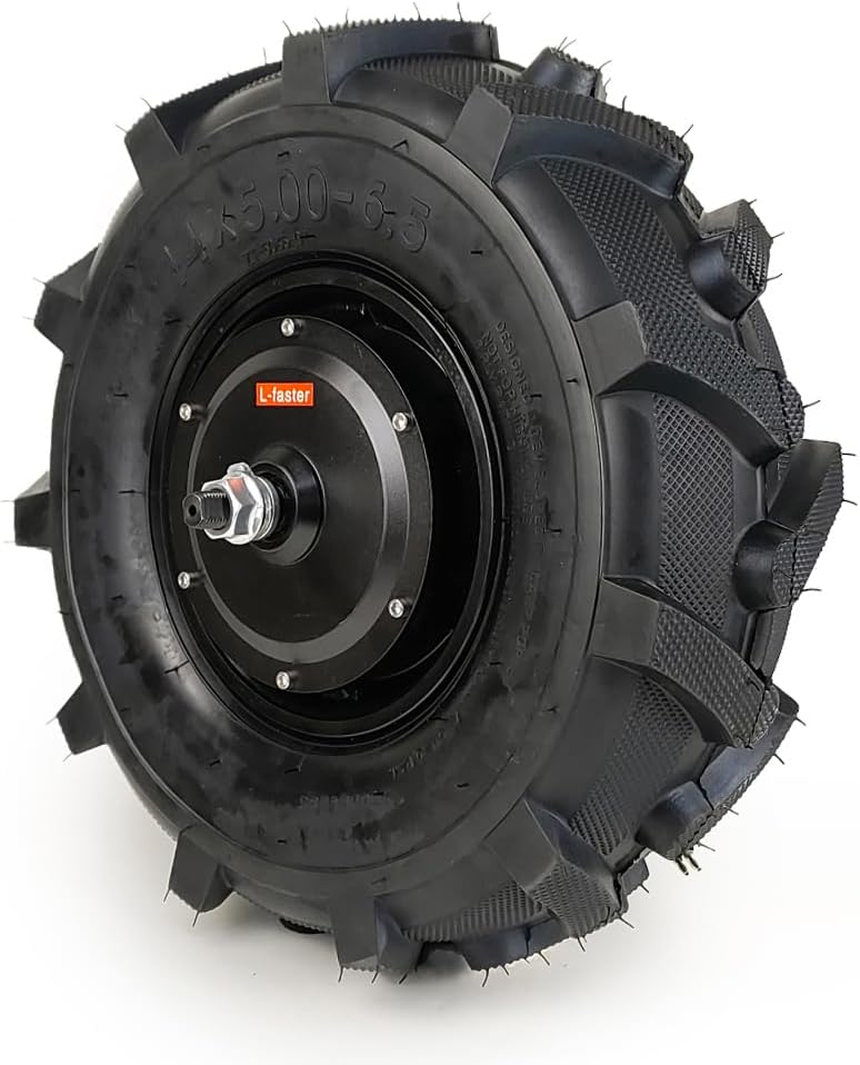 Geared L-faster 14 Inch 500W Trolley Low Speed Motor Wheel Agricultural Tyre 14x5.00-6.5 for Wheelbarrow (48V 500W)