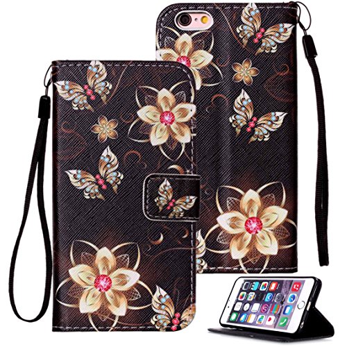 iPhone 6s Plus / 6 Plus / 7 Plus / 8 Plus Case, Etubby [Wallet Stand] PU Leather Flip Protective Case with Card Slots & Wrist Strap for Apple iPhone 6 Plus / 6s Plus / 7 Plus / 8 Plus 5.5" - Flower-G