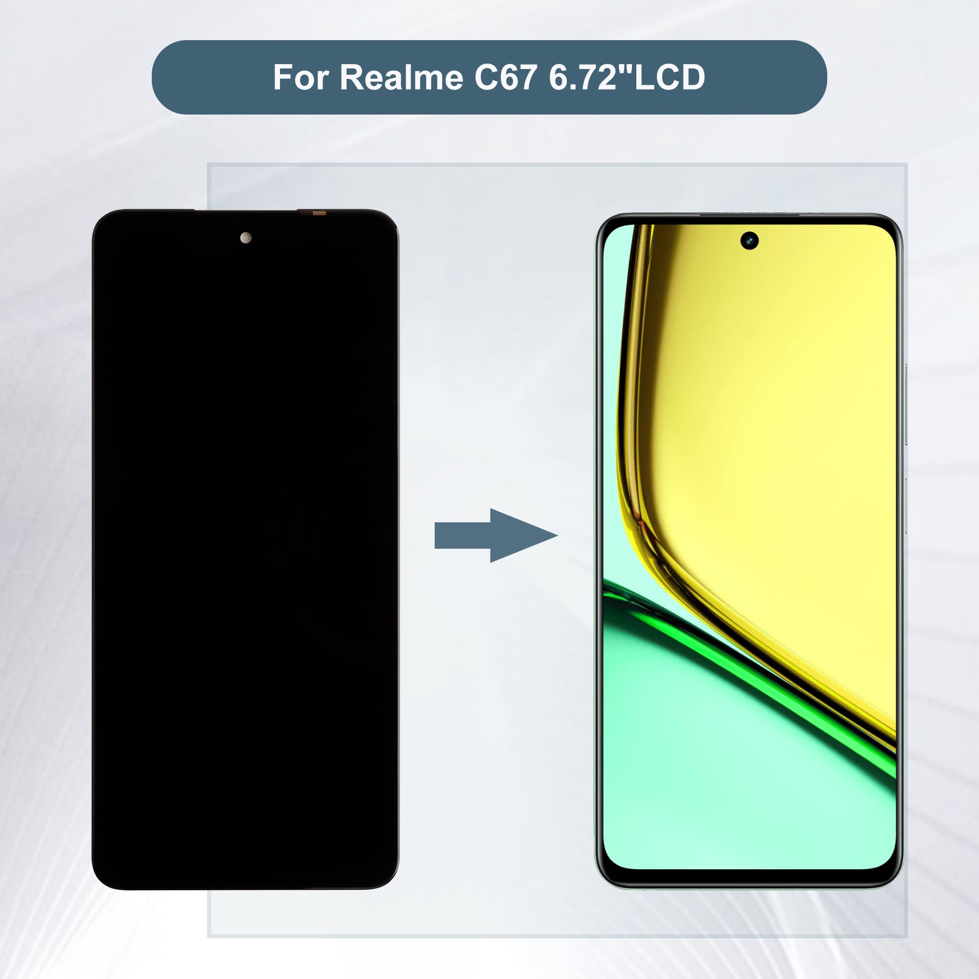 Display LCD di Ricambio Compatibile con Realme C67 (Senza Cornice RMX3890 Display LCD da 6,72 Pollici Touch Screen con Strumenti