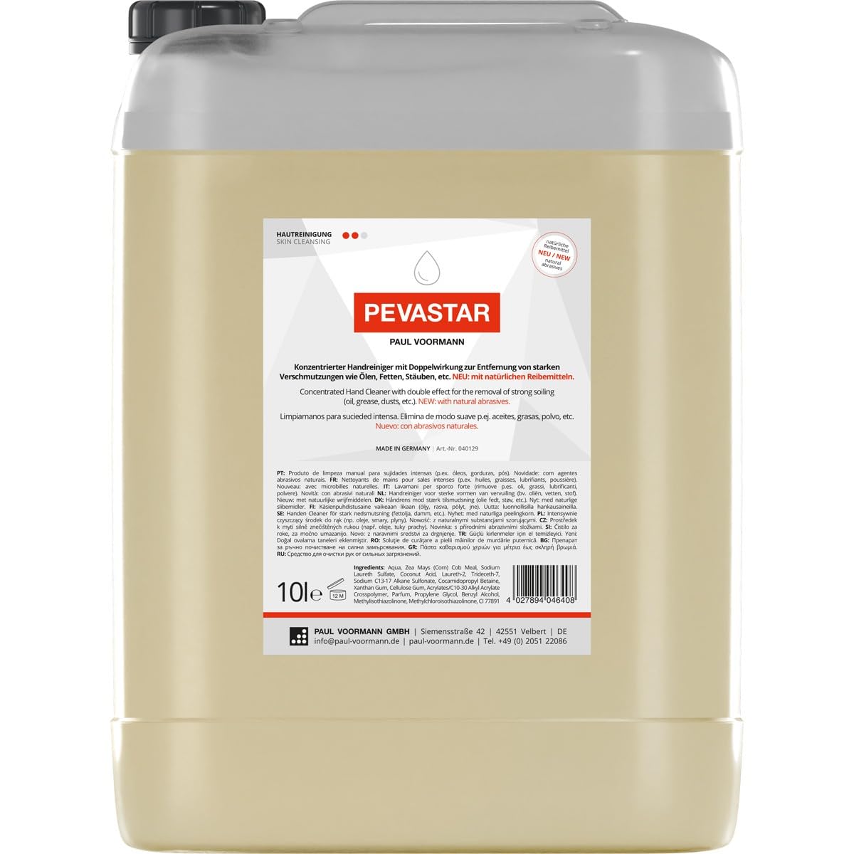 Pevastar - Pastöser Handreiniger mit Doppelwirkung, 10L Kanister, 1 Stück