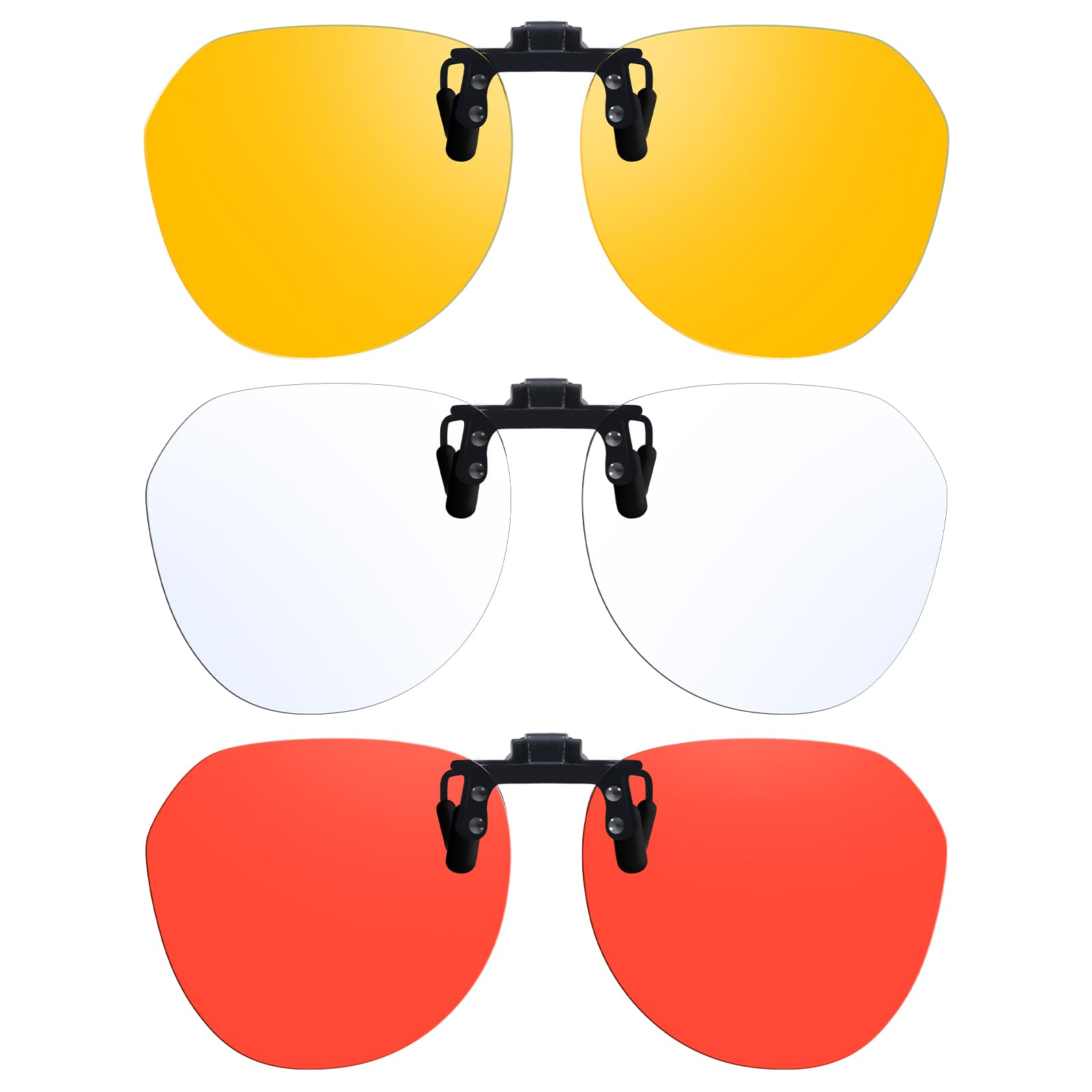 VIEWBETTER 3 Pack Clip On Blue Light Blocking Glasses for Eyes Strain/Light-Sensitive Flip Up Computer Gaming Glasses BL1009