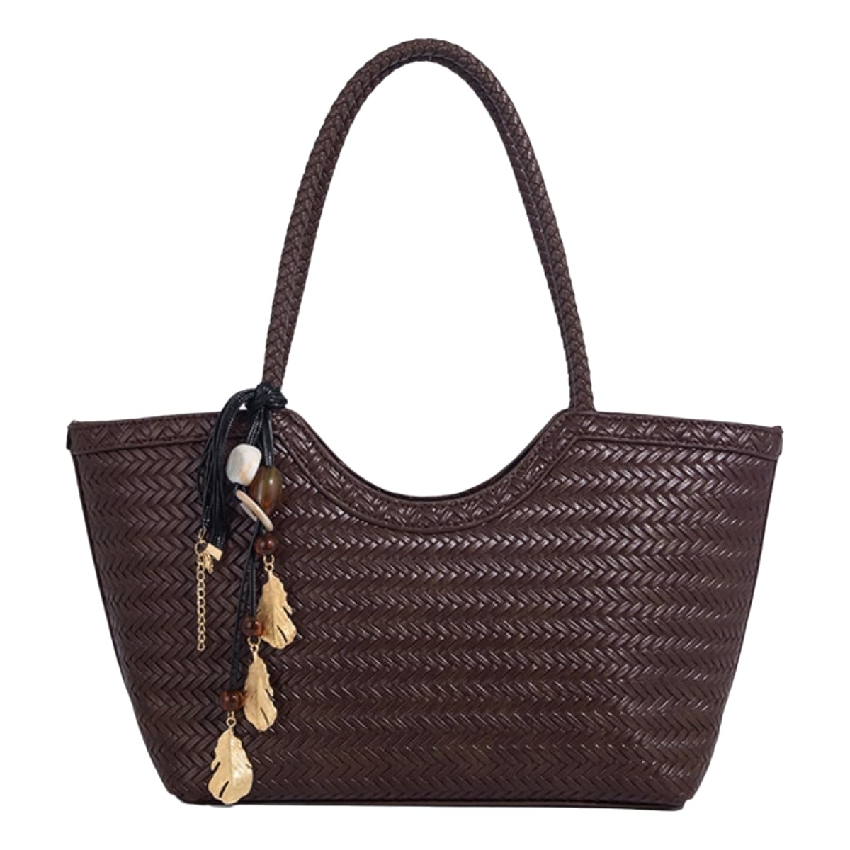 CHENZKBD Straw Bag Women Popular Shoulder Bags With Long And Short Handles, Tote In, Underarm -dark Coffee