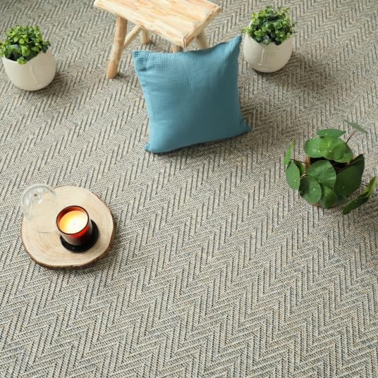Decoweb Moquette Tissé Plat - Java Chevron - Gris grège - Rouleau de 4m x 3.00m
