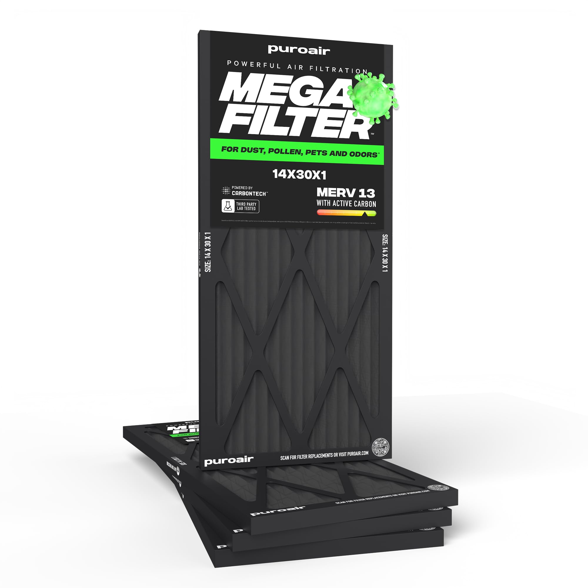 PuroAir MegaFilter 14x30x1 Air Filter MERV 13 4-Pack