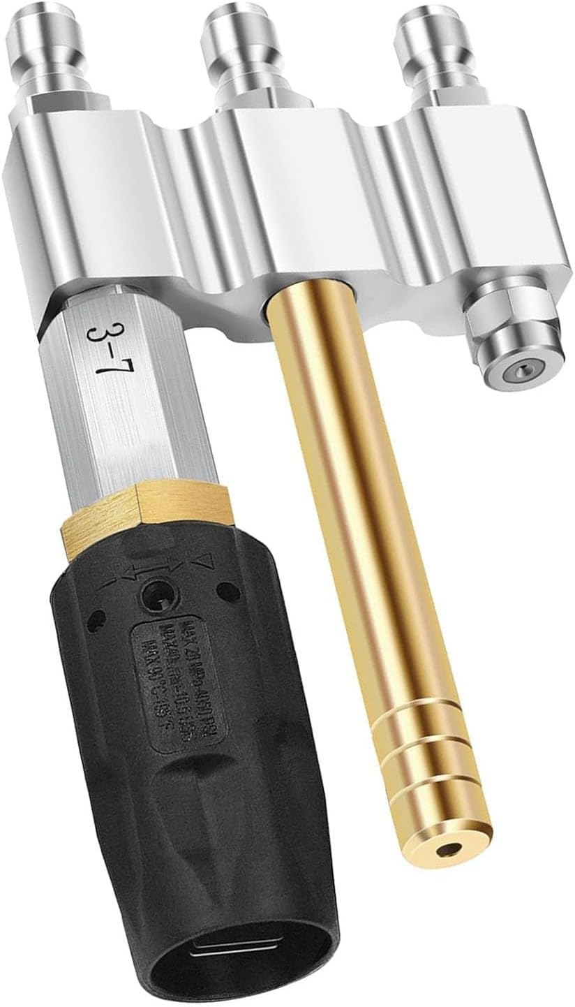 Tyenaza 3 in 1 Tip M5 Twist Nozzle, Stainless Steel Adjustable Downstream Soft Wash Nozzle with 1/4 Quick Connect 3-7 GPM Pressure Washer Nozzle