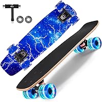 Vista 6 de Patinetas con ruedas brillantes y coloridas para principiantes, niños, adolescentes, adultos, tablas estándar completas de 9 capas de arce