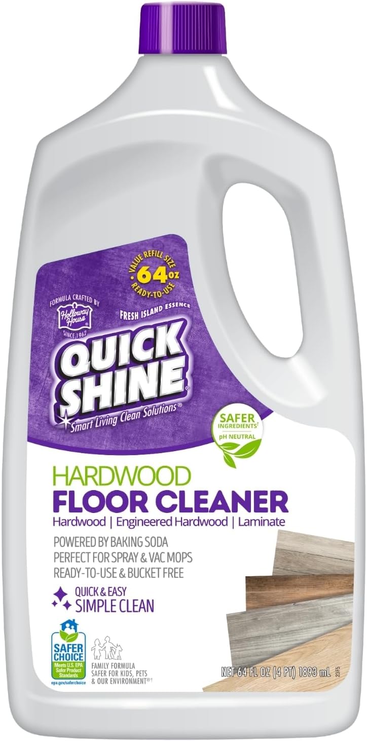 Hardwood Floor Cleaner 64oz | Use in Spray & Vac Mops | Removes Dirt & Scuff Marks | Ready-to-Use, Streak Free, No Rinse | Safer Choice Cleaner |Perfect for Gentle and Effective Cleaning