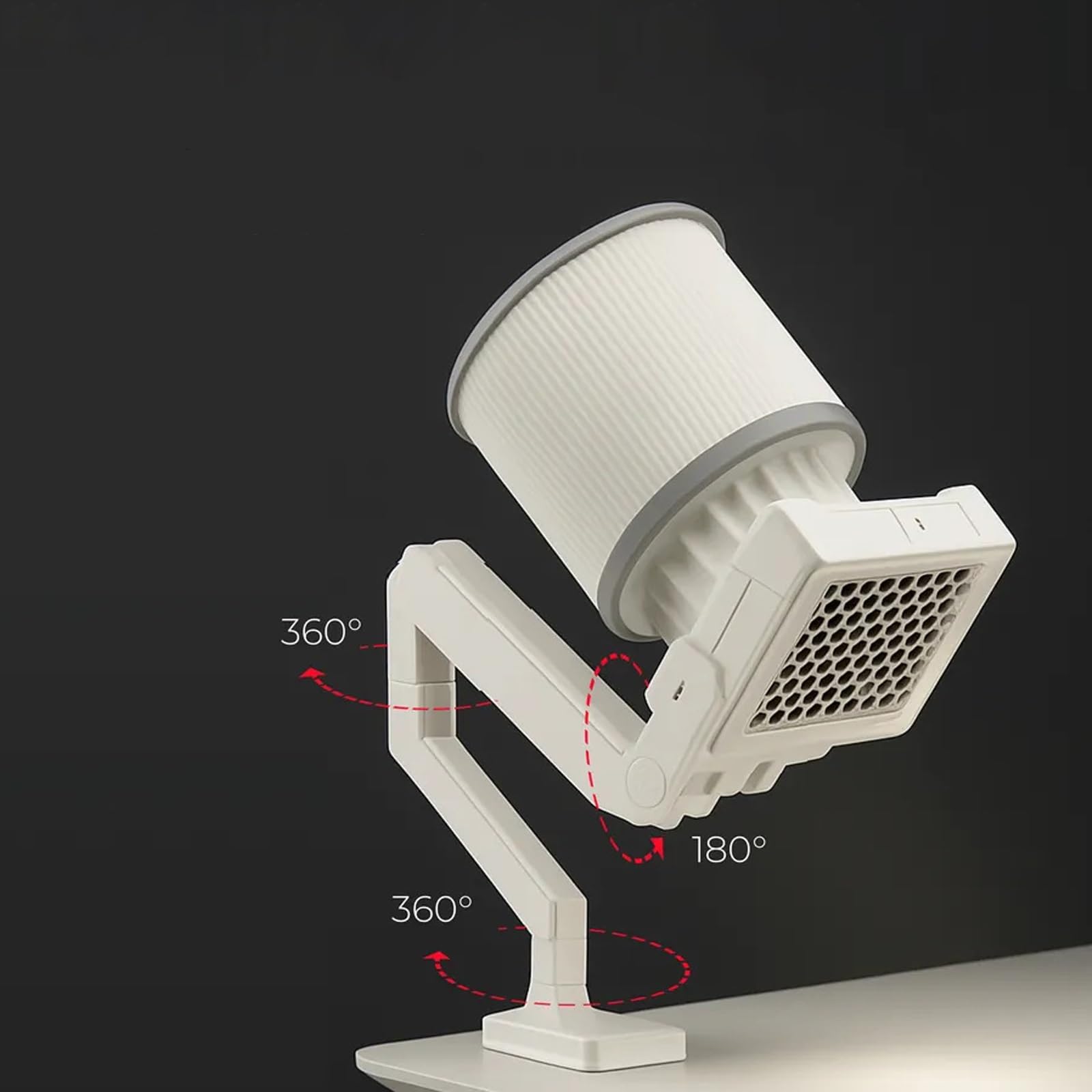 Aspirador de uñas universal de escritorio, con luz LED, soporte metálico de ángulo ajustable, base fija de escritorio, filtro intercambiable, aspirador vertical para salón en casa