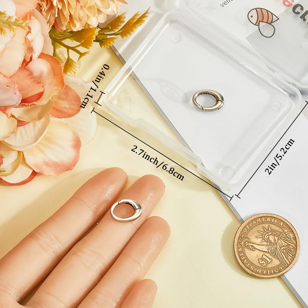 Beebeecraft 2Pcs 925 Sterling Silver Spring Gate Rings Round Metal Trigger Spring O Rings with Storage Box for Jewelry Handmade Crafts - Image 3