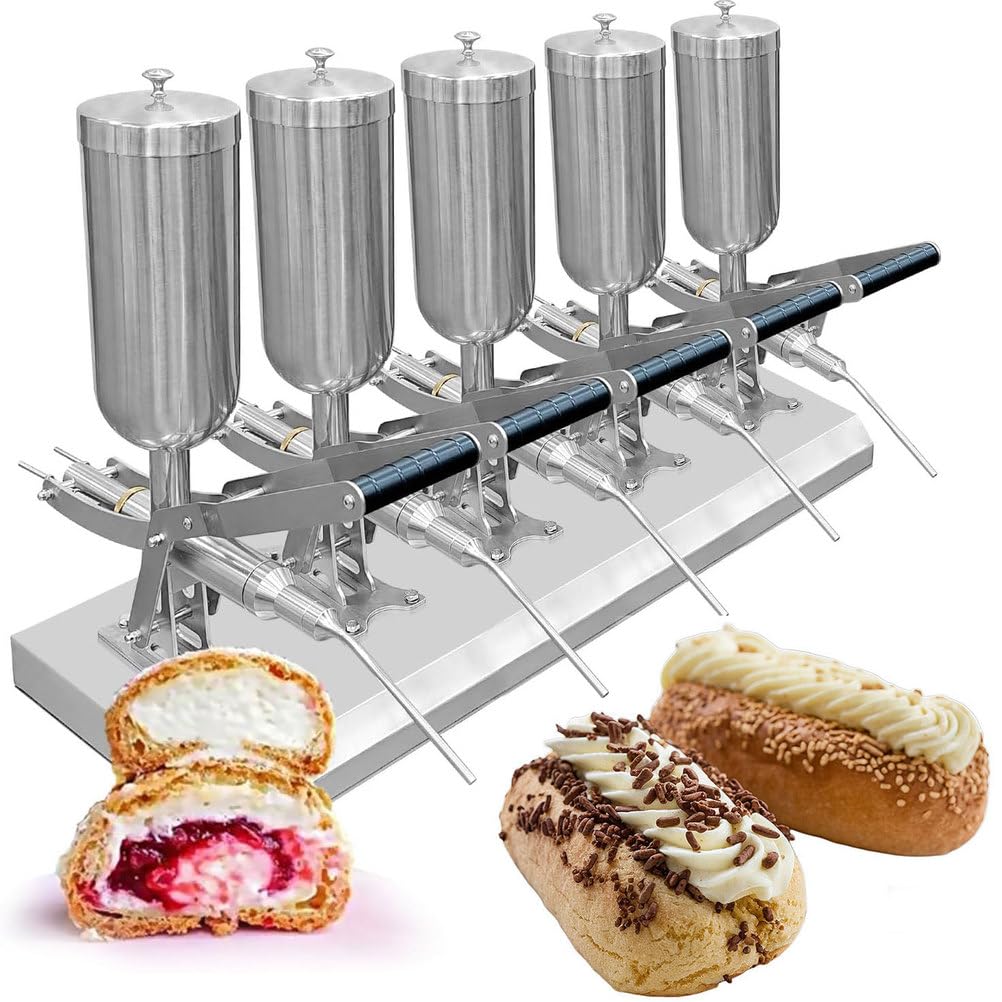 RNQZ Donut Filler Machine, 5L Manual Donut Filling Injector, Commercial 304 Stainless Steel Fruit Donuts Filling Machine,for Home Restaurant Bakery