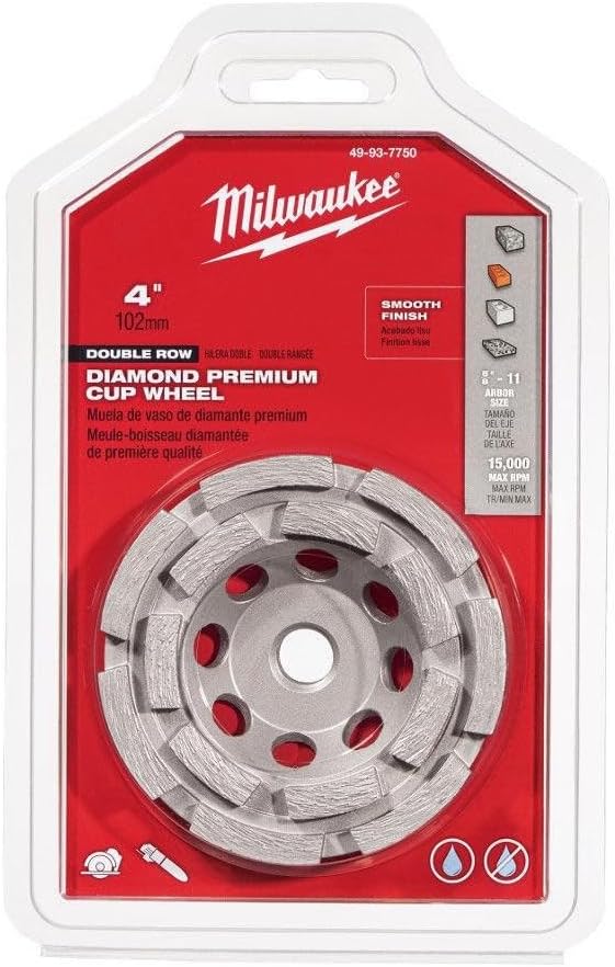 Milwaukee 49-93-7750 4" Diamond Cup Wheel Double Row