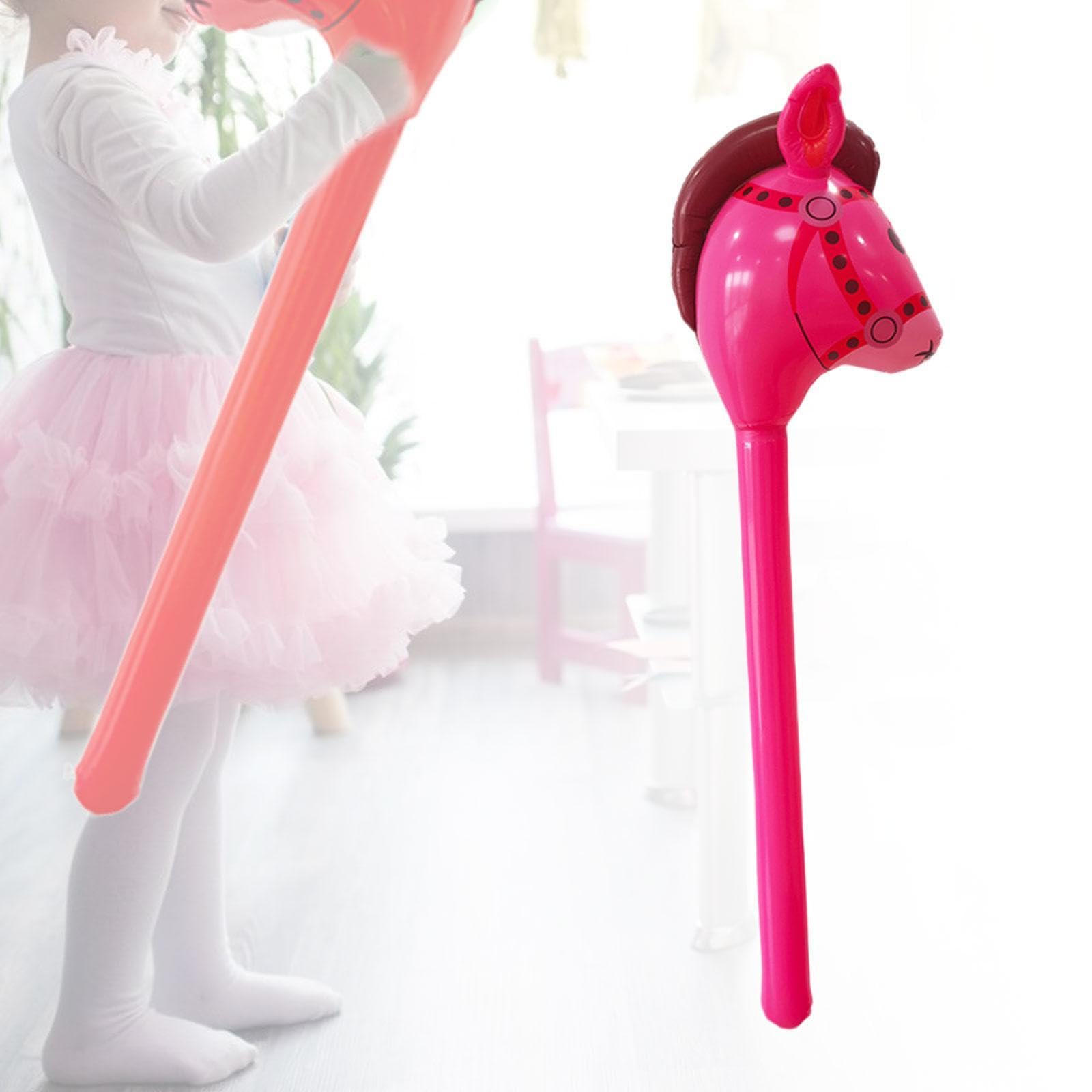 DYNWAVE Horsehead Stick Toy,Party Decoration,Portable Blowing up Stick Toy,Cartoon Horse Riding Stick for Horse Themed Birthday Party, Rose red