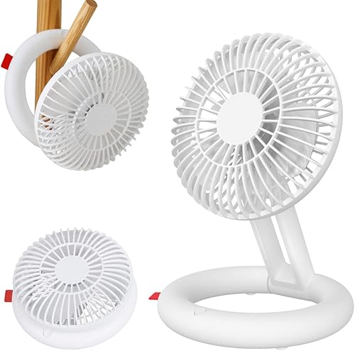 Ventilador de escritorio plegable, ventilador de techo recargable por USB, sacudida automática de la cabeza, mini ventilador portátil silencioso de