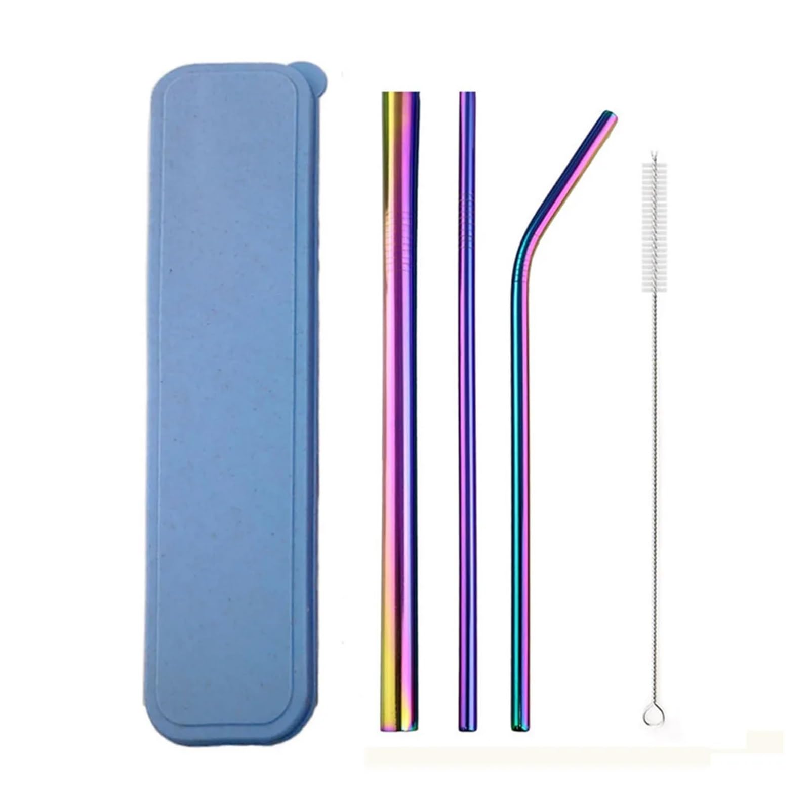 Strohhalme 5er-Set bunte Trinkhalme aus Edelstahl 304, wiederverwendbar, 12 mm, gebogen, for Milchshakes, inklusive Reinigungsbürste für Smoothie(Silver)
