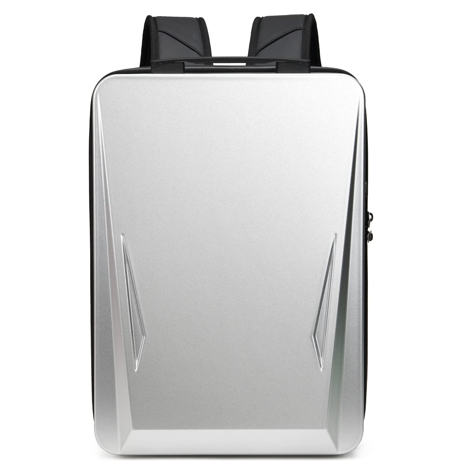 VARLIVOO Uomo Zaino 17.3" Laptop Serratura Antifurto Zainetto con Porta di Ricarica USB Alta Capacità Borse Lavoro Viaggio Scuola Università Campeggio Antifurto Zaino Guscio Rigido PC Argento
