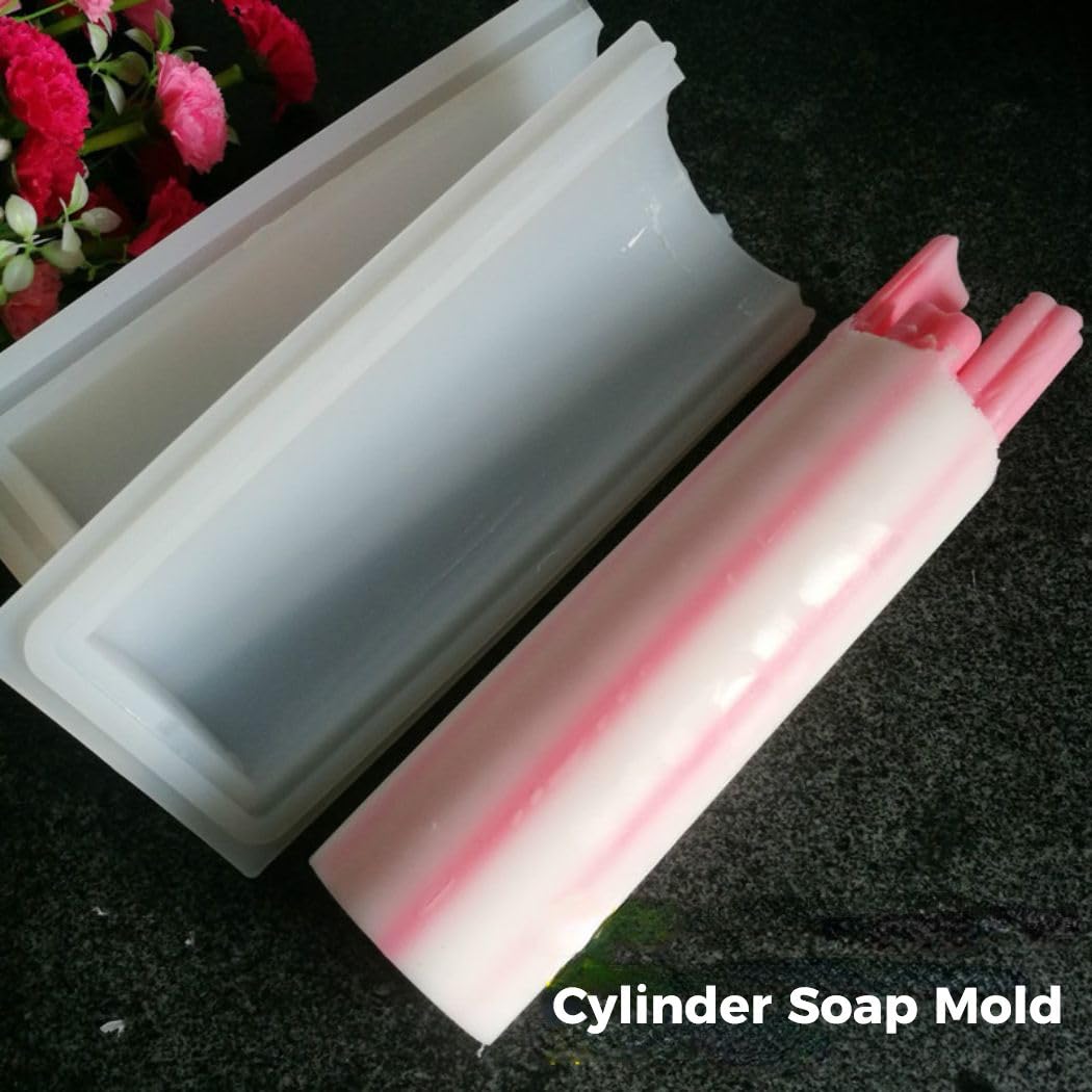 Juego de 10 moldes de tubo de jabón, moldes de silicona para hacer jabón, decoración de velas o pasteles, diseño de patrón de flores, con barra de tracción y disco de plantilla