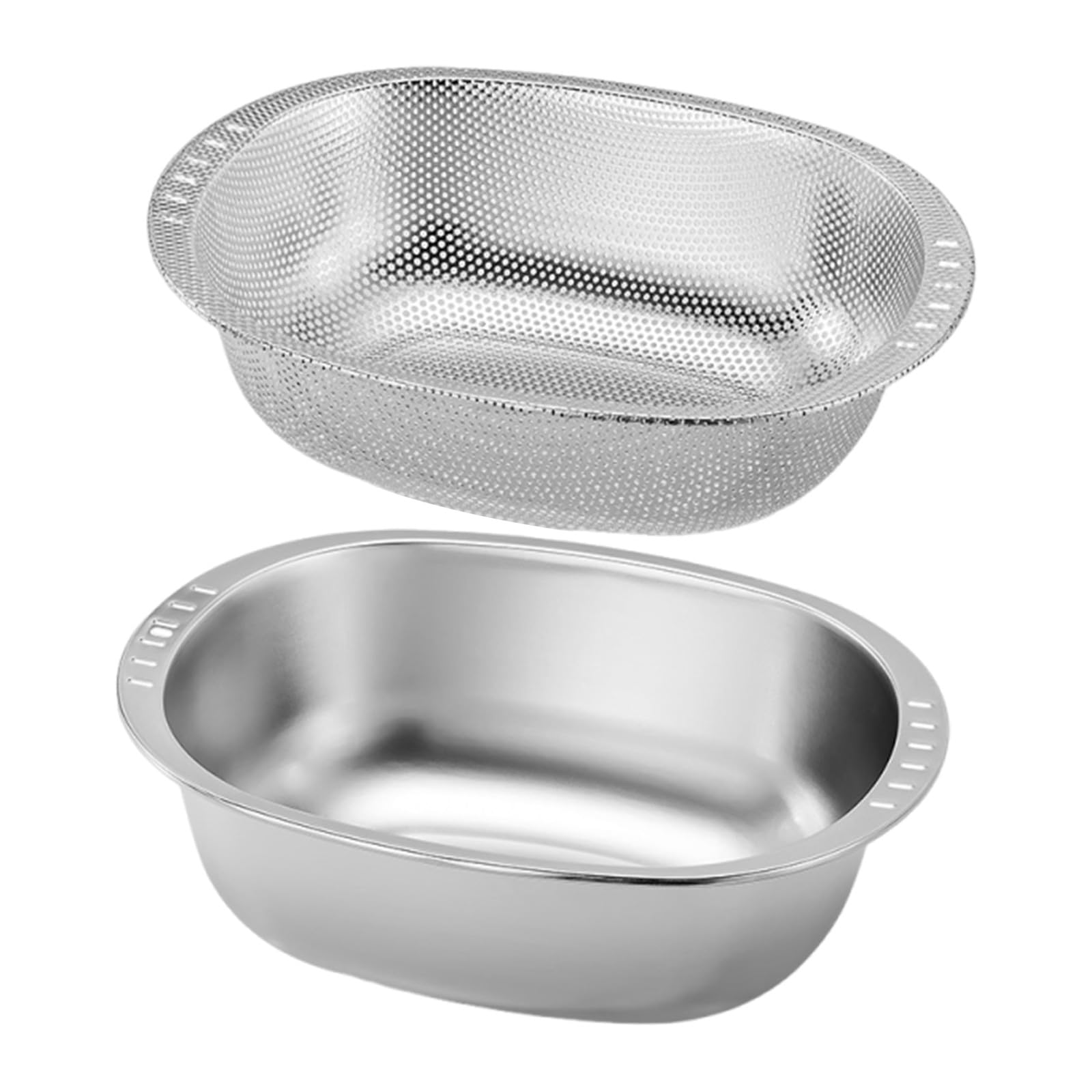 COLLBATH 1 Set Küchensiebschüssel: Multifunktionaler doppellagiger Abtropfkorb zum Waschen von Obst, Gemüse, Nudeln und Salat – Edelstahlsieb mit Rührschüssel