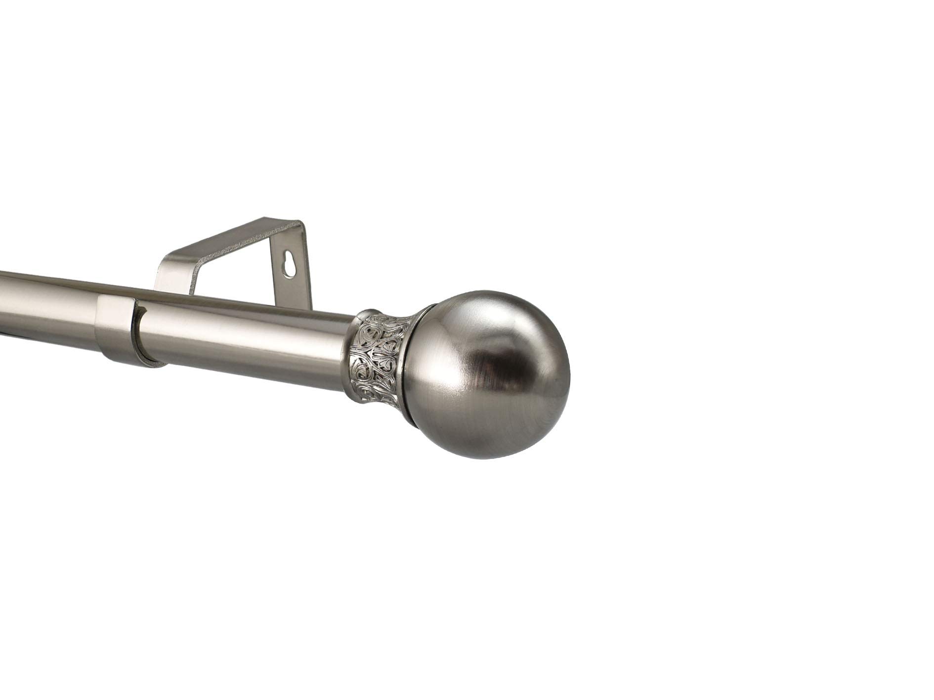 28mm Diameter Extendable Eyelet Metal Curtain Pole Metal Finials Brushed Chrome (3m - 4m Extendable, Sofia Finial)