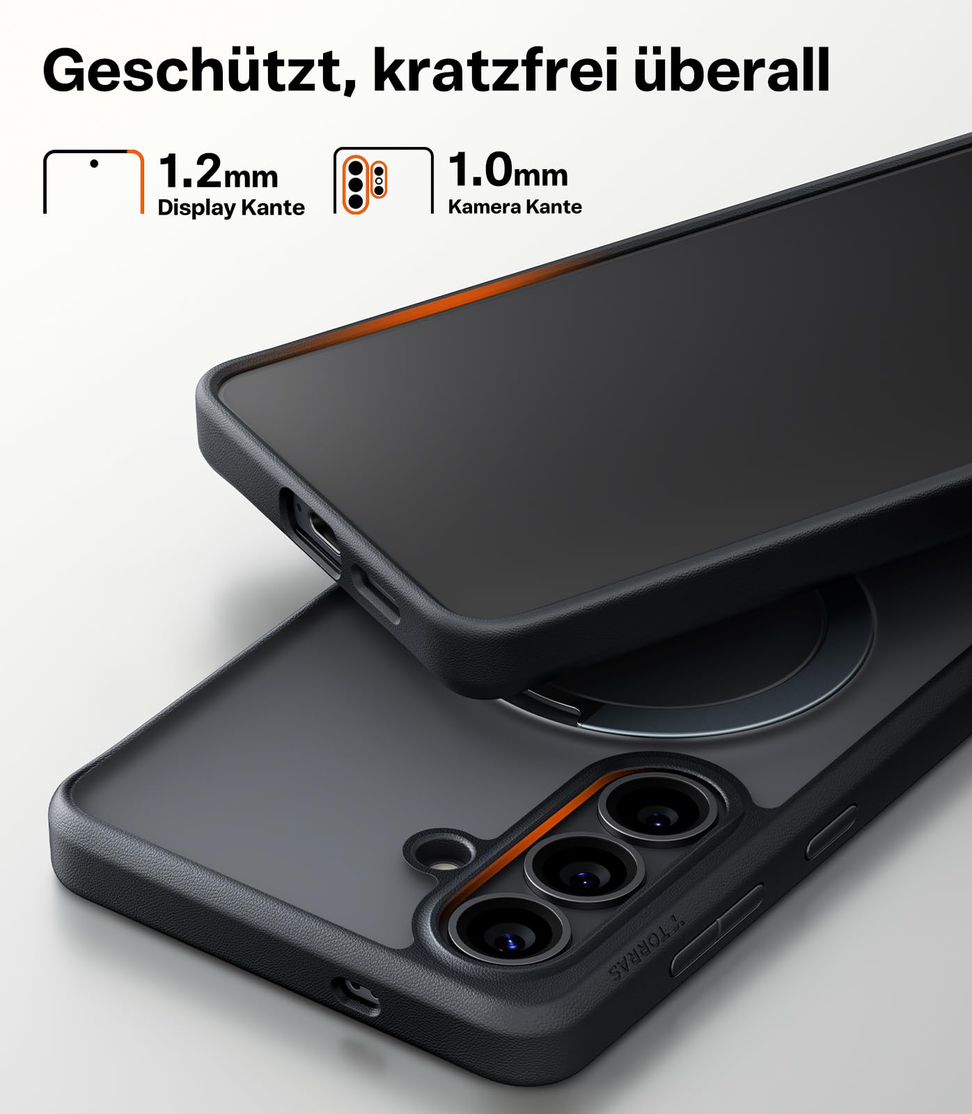 TORRAS Ostand Q3 Spin für Samsung Galaxy S26 Hülle (360° Langlebig Ständer für Magsafe) TOP Militärschutz Stoßfest Kratzfeste Dünn Super Haptik Matt Handyhülle Samsung S26 Case Schutzhülle Schwarz