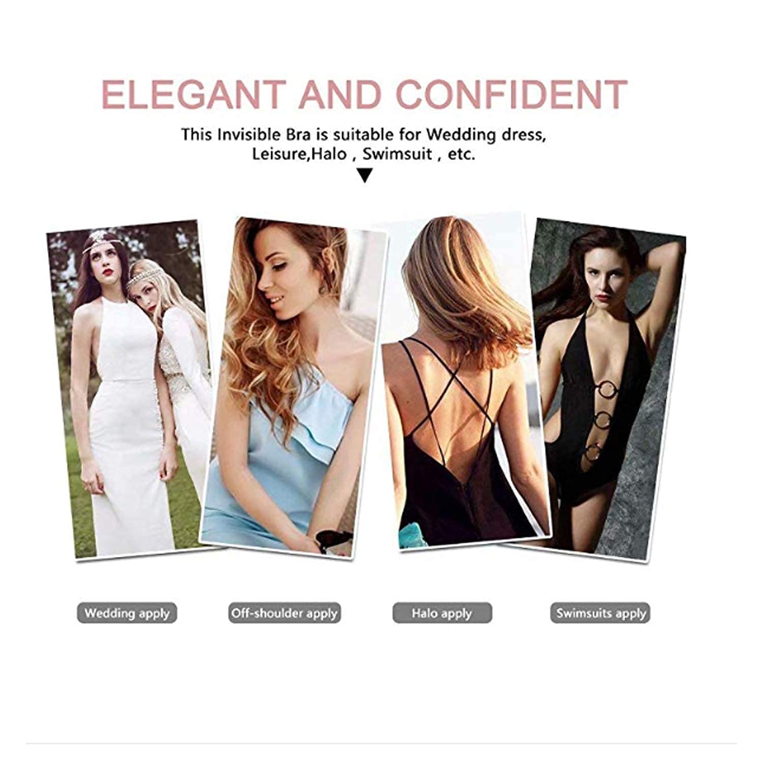 REXOTEX 360 Silicone Wired Stick-On Bra Invisible Sticky Strapless Gel Self Backless Adhesive for Women Push up Design (Beige-Free Size Bra) 4