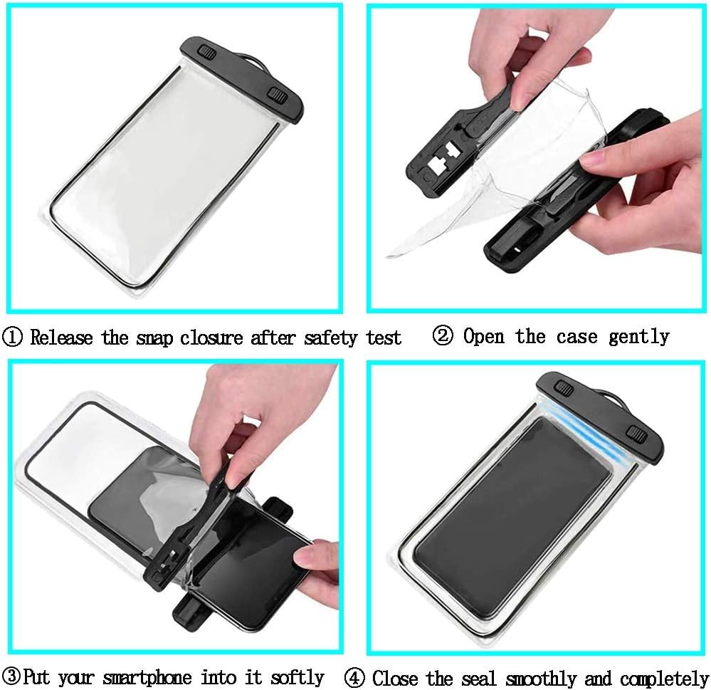 Funda impermeable universal, bolsa impermeable para teléfono, bolsa seca para iPhone, Samsung Galaxy, hasta 7.5 pulgadas, bolsa seca para teléfono celular IPX8, navegación, natación, kayak, yate, negro 3