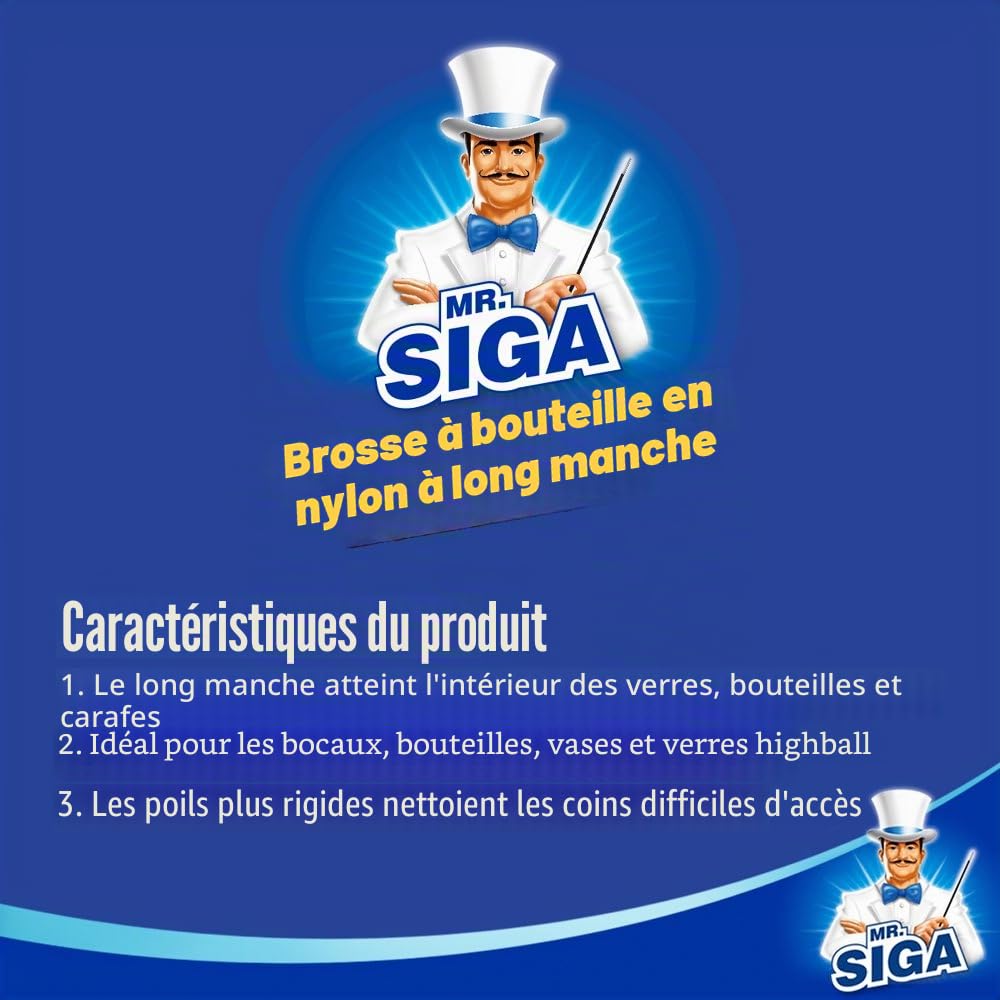 MR.SIGA Goupillon Bouteille avec Long Manche, Brosse Biberon Bouteille Thermos Tasse