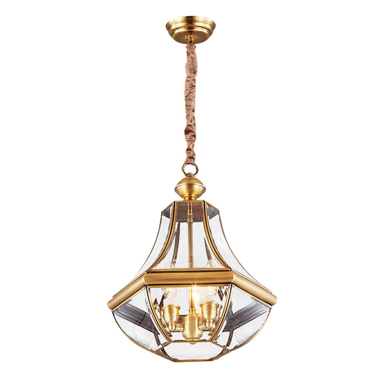 RSZCSMO Solid Brass Outdoor Gold Pendant Light Creative Motion-Sensing E14 Multi-Head Glass Hanging Lamp Suitable for Villas, Courtyards, Gazebos Lighting Fixture