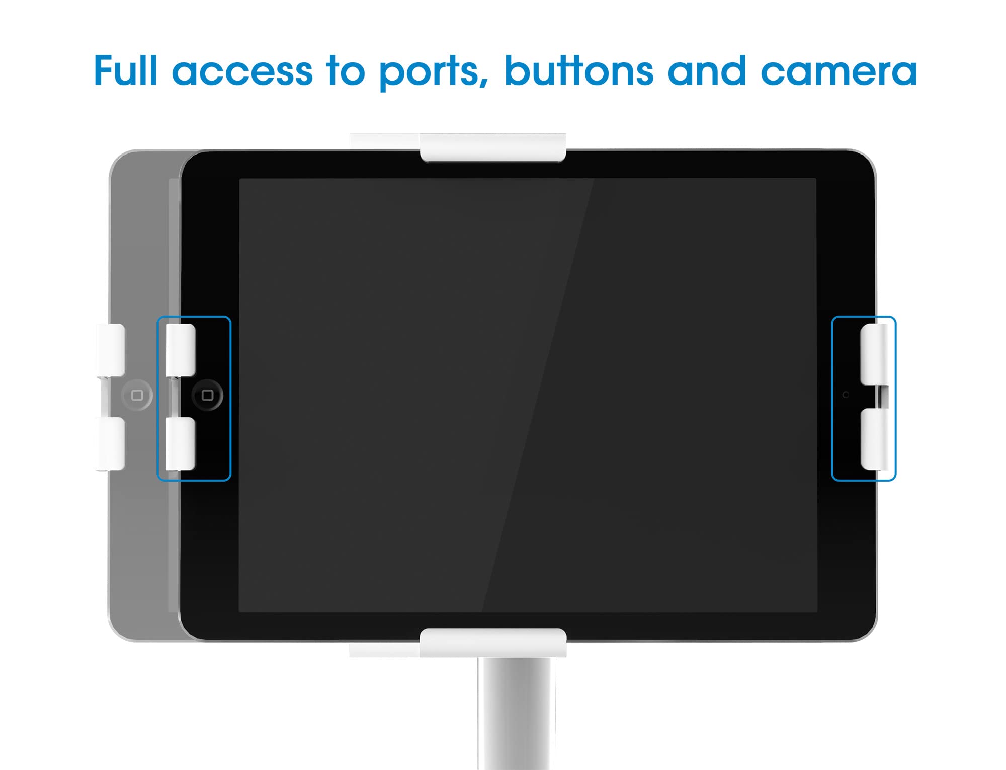Manhattan Supporto da tavolo antifurto con supporto per tablet e iPad, per tablet da 7,9" a 11", girevole a 360°, inclinabile da 20° a -110°, autoportante, bianco, 406352